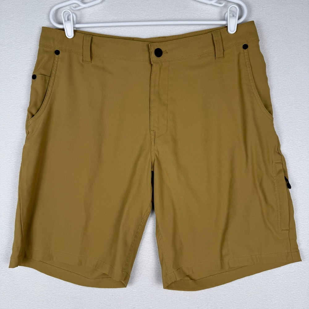 Merrell Mens 34 Hiking Shorts Tan Khaki Nylon Stretch Zipper Cargo 1871205